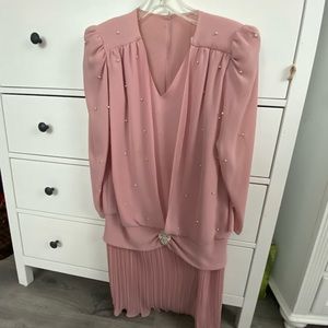 Vintage Detailed Pink Dress Mother of the Bride